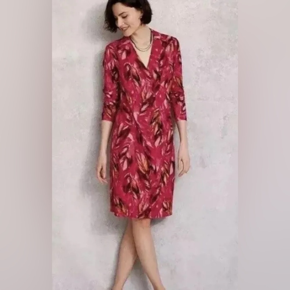 NEW $119 J.Jill Wearever Collection Faux Wrap Knit Jersey Dress Medium Petite MP